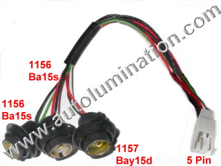 Tail Brake Reverse Turn Signal Backup Rear Automotbile Wiring Harness Pigtail Connector Sockets 