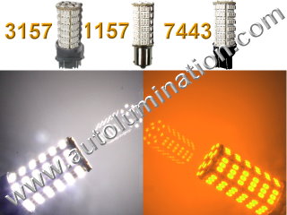 1157 3157 7443  Led Switchback  120 led White Amber Turn Signal Bulbs