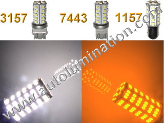 1157 3157 7443  Led Switchback  39 led White Amber Turn Signal Bulbs