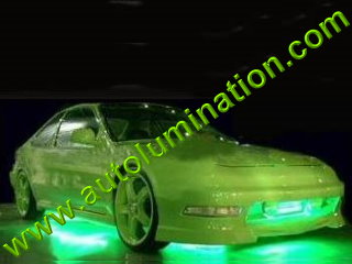 Car with Neon Underbody Light Kit Green