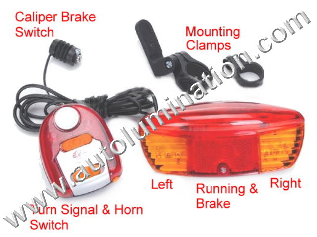 Led Bicycle Turn Signal, Brake and Horn Safety Kit 
